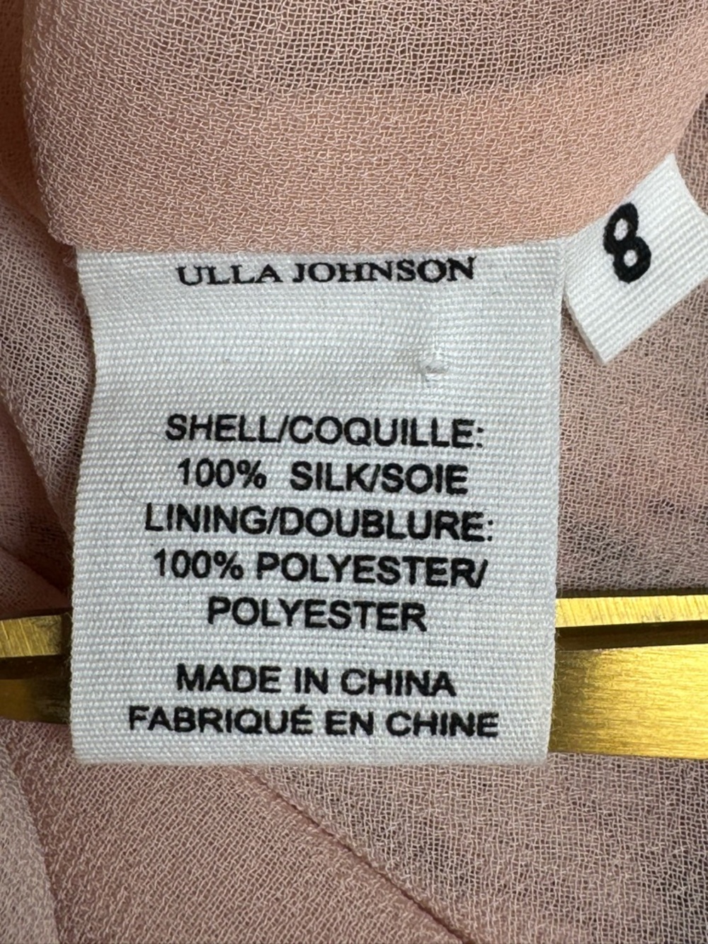 Ulla Johnson Elodie Silk Dress Blush Tie Dye Midi Puff Sleeve Size 8 - Picture 9 of 10